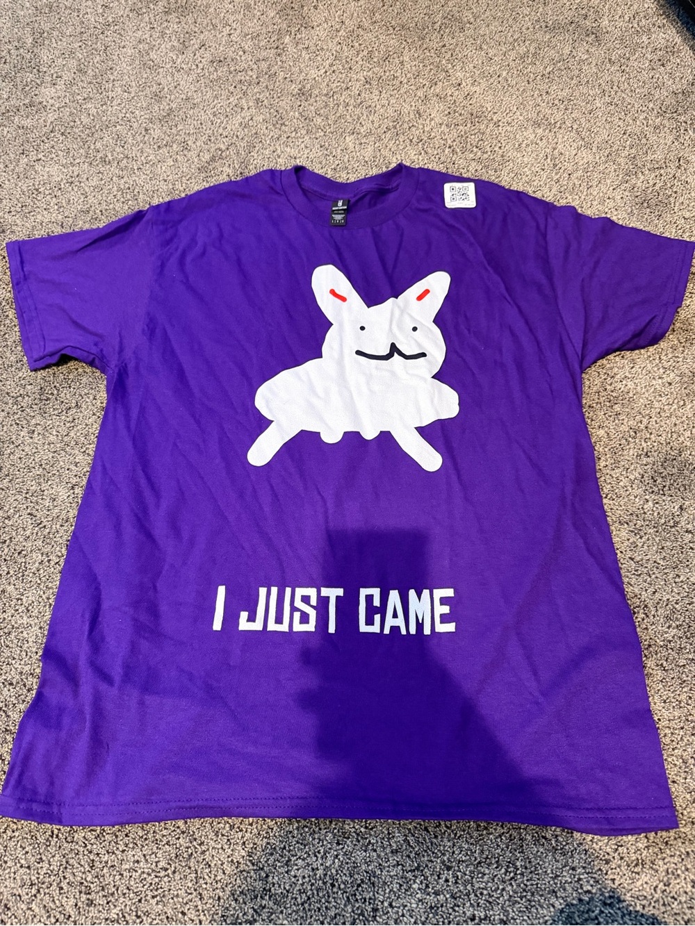 Purple Short Sleeve Graphic Tee with White Bunny Print